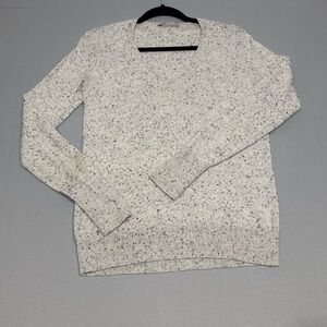Everlane Cashmere Sweater Cream Speckled Pullover Quiet Luxury Soft Cozy Size S